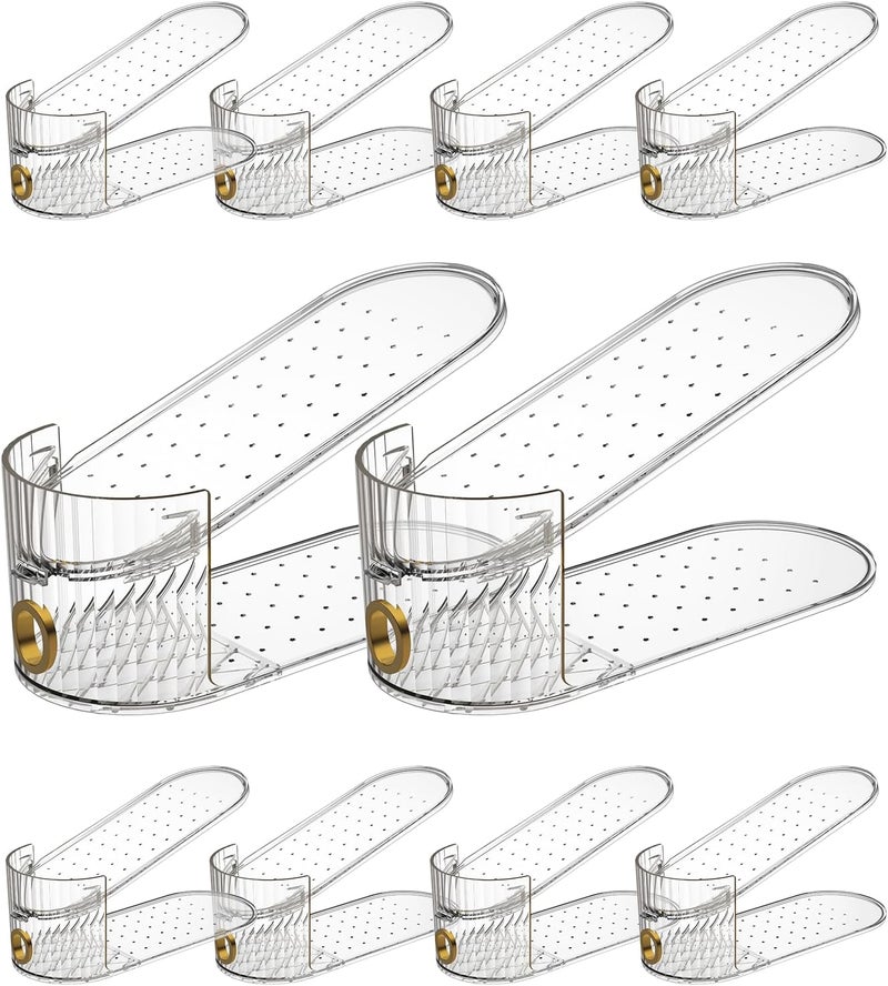 SummerVines Clear 10 Pack Shoe Slot Organizer, Shoe Stacker Organizer Holders for A Pair of Shoes, Adjustable Thickening Double Layer 50% Shoe Space Saver Rack Storage for Closet (clear, 10 Pack) - Image 2
